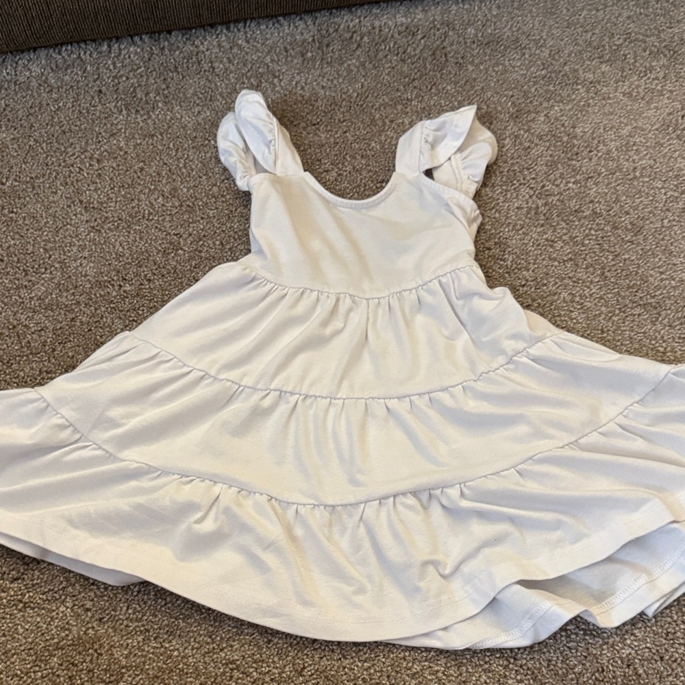 Elegant White Tiered Kids Dress